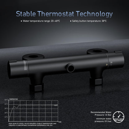 MORADO Duschsystem Thermostat – Schwarz mit Brausegarnitur