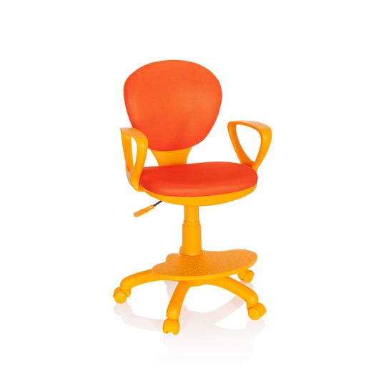 hjh OFFICE 671008 Kinderdrehstuhl Kid Colour Orange. Ein orangefarbener Drehstuhl für Kinder zum Sitzen am Schreibtisch.