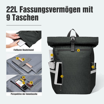 Wiserset Gepäckträgertasche 22L, 2-in-1 Rucksack mit Laptopfach