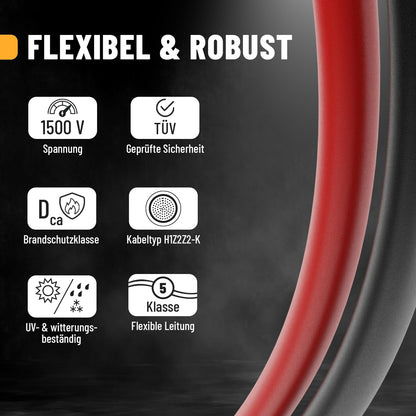 ABSINA Solarkabel 4mm² H1Z2Z2-K 4x 5 m schwarz/rot mit Solarstecker