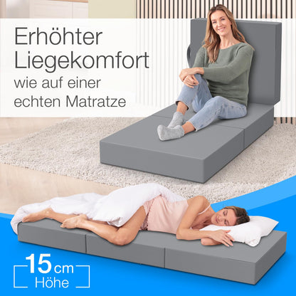 ELONEO Klappmatratze Schaumstoff 90x200x15 cm - Grau