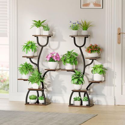 BACEKOLL Pflanzenständer mit Wachstumslicht – 6 Ebenen Schwarz 2er-Set