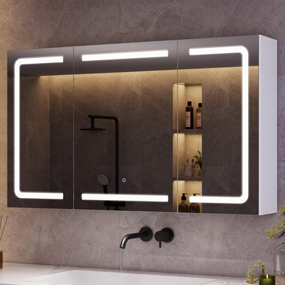 mojiasion Spiegelschrank mit LED-Beleuchtung & Steckdose, 100 cm