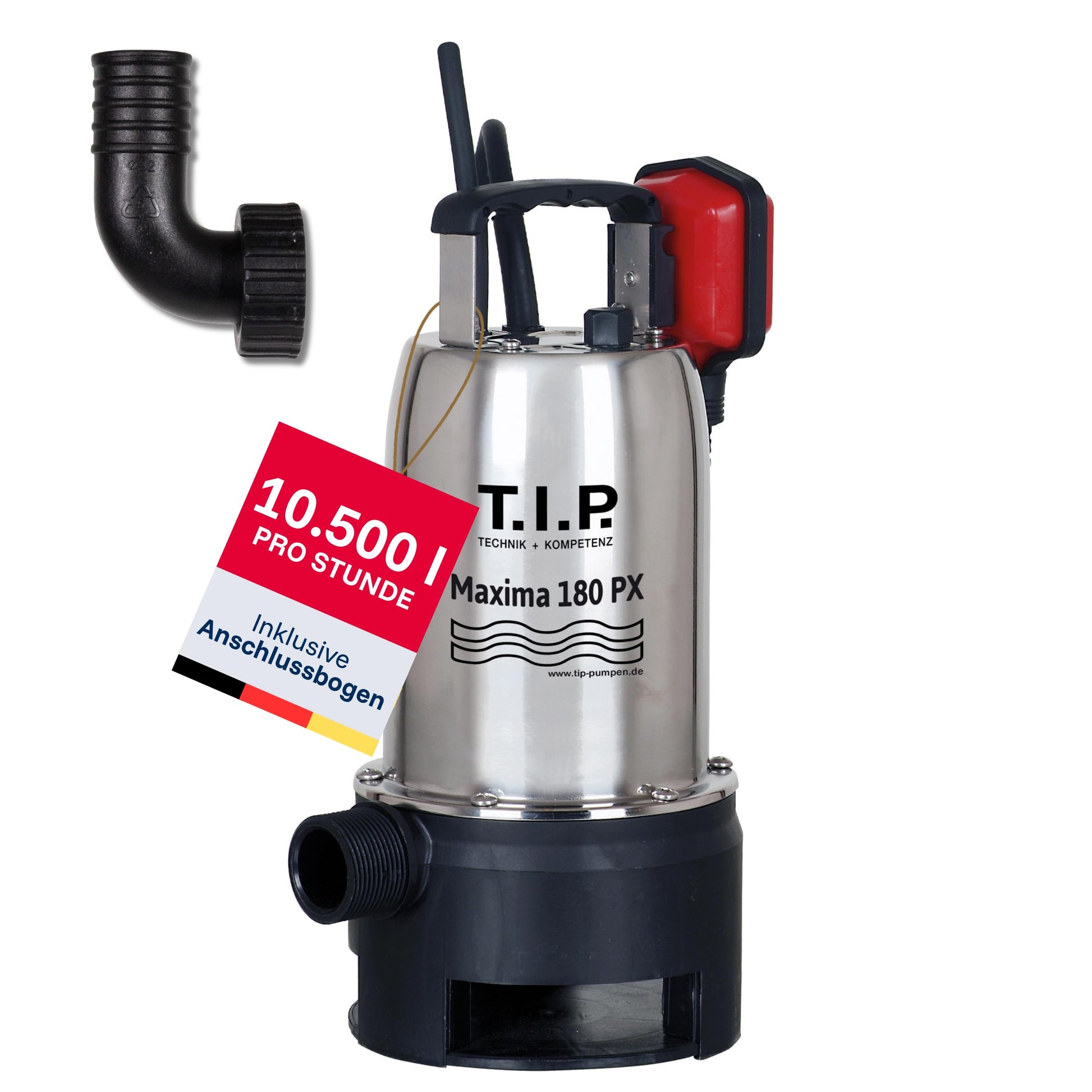 T.I.P. Schmutzwasser-Tauchpumpe TVX 7000 mit Edelstahlgehäuse, 500 W