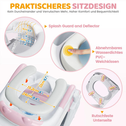 Orzbow Toilettensitz Kinder mit Treppe, höhenverstellbar, Rosa