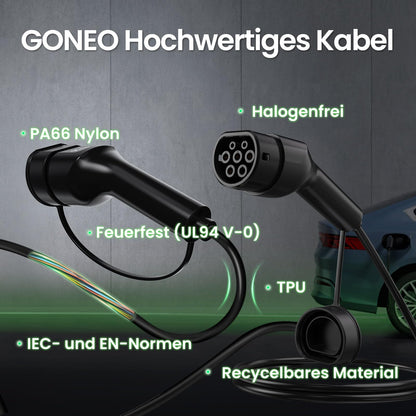 GONEO Typ 2 Ladekabel 11 kW 7 m 3-phasig für E-Auto und PHEV