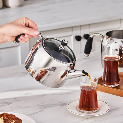 Karaca Stella Teekessel-Set Edelstahl 18/10, 2 l & 1 l, Induktion