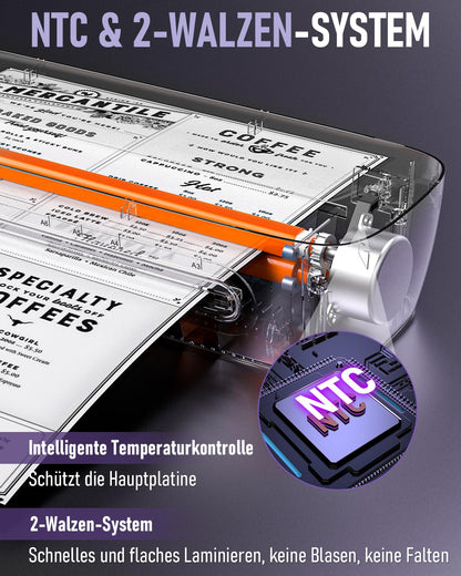 Ablemark Laminiergerät A3 – Heiss/Kalt, 9-in-1 inkl. 30 Folien