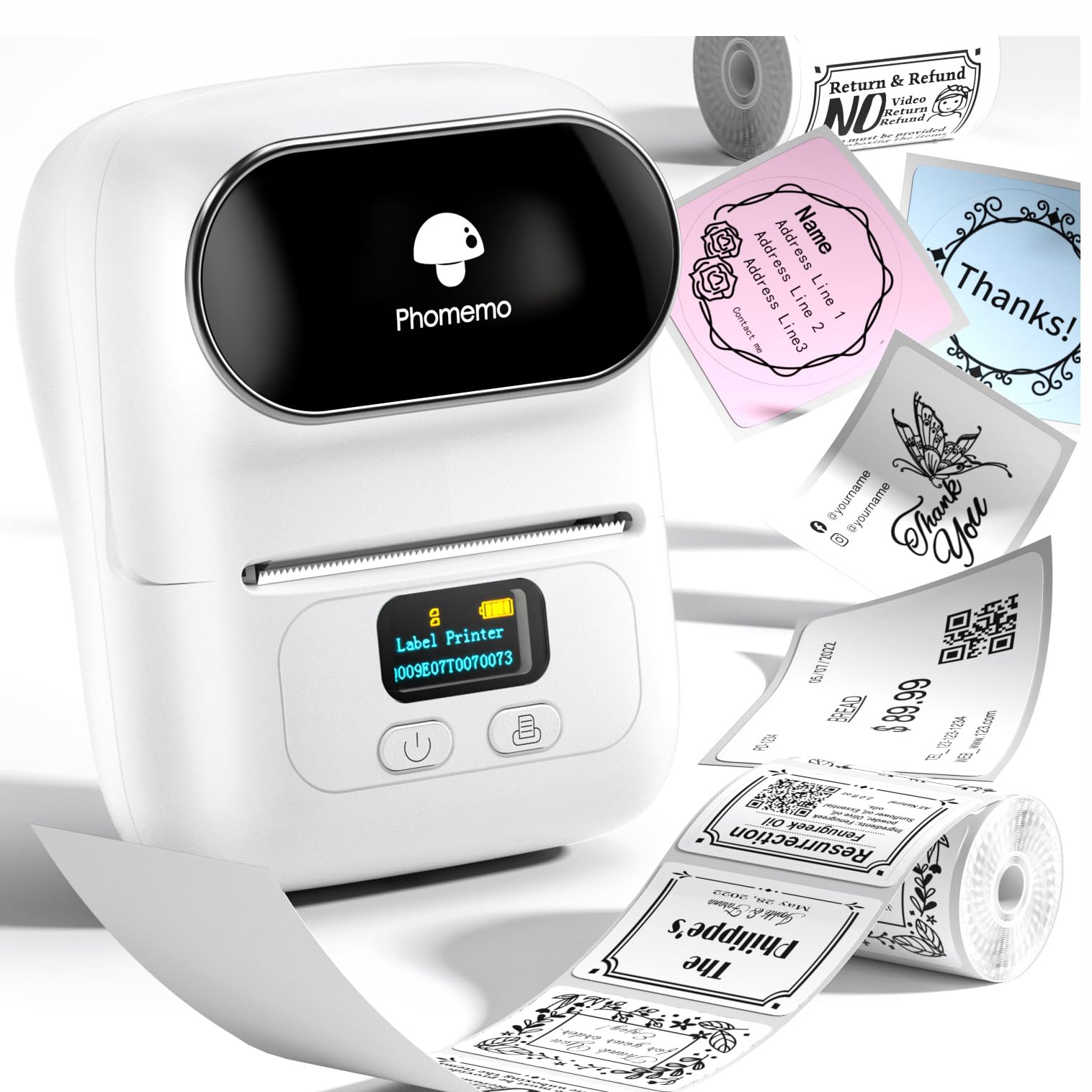Phomemo M110 Etikettendrucker Bluetooth, tragbarer Thermodrucker für Selbstklebeetiketten