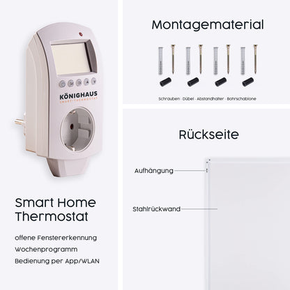 Könighaus Infrarot Wandheizung 1200W - Smart Thermostat