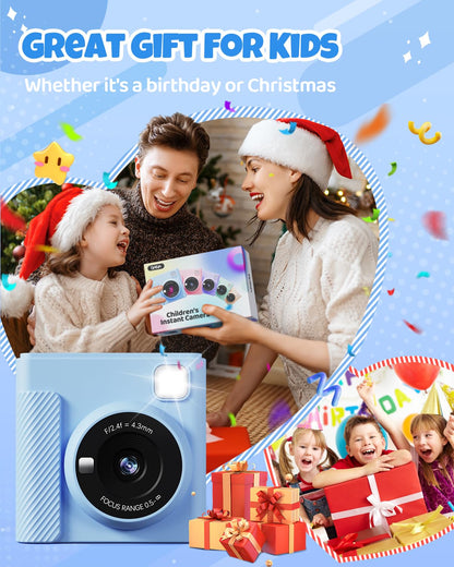 TIATUA Kinderkamera Sofortbildkamera X2 mit 32GB Karte, blau