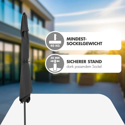 Doppler Jack Kurbelschirm Rechteckig - 300x200cm Dunkelgrau