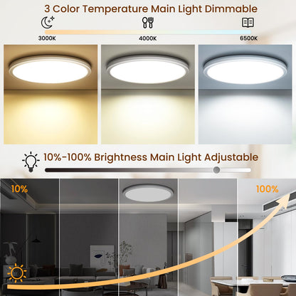 Tyreses LED-Deckenleuchte dimmbar 36W mit Fernbedienung, Ø 40 cm