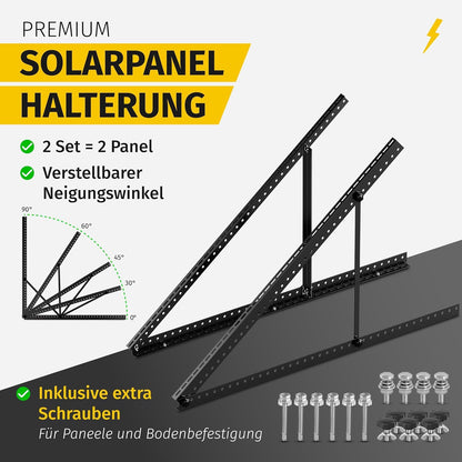Avoltik Solarpanel Halterung 2er Set aus Aluminium, 0-90°, bis 114 cm