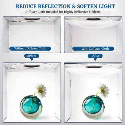 PULUZ Fotobox 40x40cm - Faltbares Dimmbares LED Lichtzelt