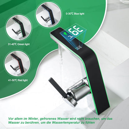 LakeBayMZC Waschtischarmatur LED Temperaturanzeige – Chrom 130mm