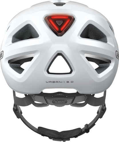 ABUS Urban-I 3.0 Fahrradhelm mit LED-Rücklicht, Weiss, Grösse L