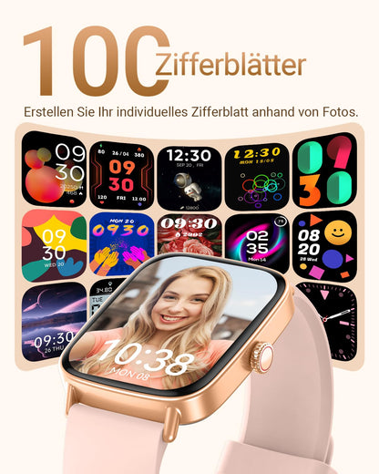 Fitpolo Smartwatch Damen Herren mit Telefonfunktion, 1,85 Zoll, IP68