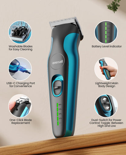 oneisall Hundeschermaschine 2-in-1 mit Pfotentrimmer, leise