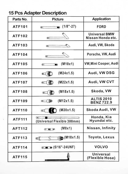 otgerlensker Manueller Öleinfüller Getriebeölpumpe 6L - 15 Adapter