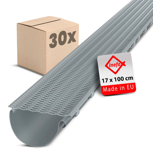 INEFA Laubfangstreifen-Set 30x Dachrinnen Laubschutz NW100-150 Grau