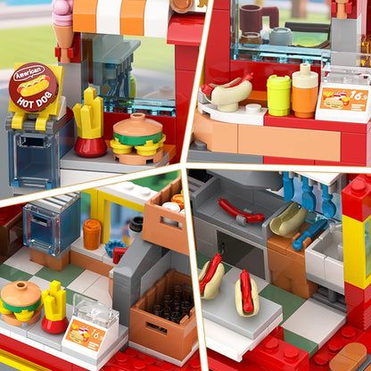 HOGOKIDS City Burger-Truck 2-in-1 Klemmbausteine, 826 Teile