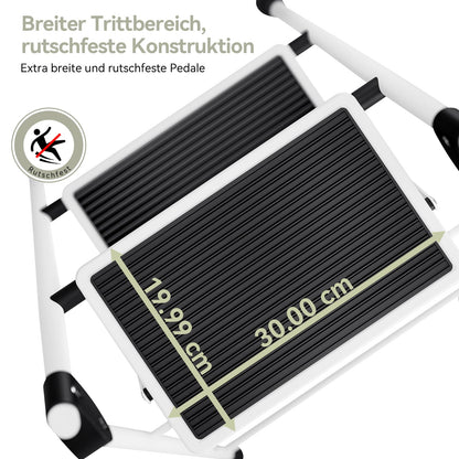 KINGRACK Trittleiter 4 Stufen, klappbare Stahlleiter mit Handlauf