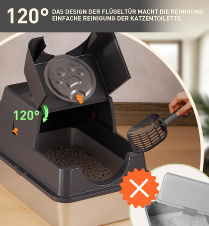 Citylife Katzenklo XL Edelstahl mit Deckel – Dunkelgrau