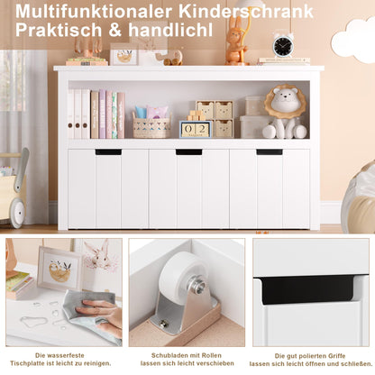 FOREHILL Kinderregal mit Boxen auf Rollen - Spielzeugaufbewahrung Weiss