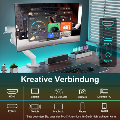 Minifire Curved Monitor 27 Zoll 100Hz PC Bildschirm - Schwarz