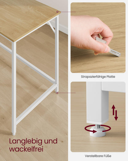 VASAGLE LWD039W70V1 Bürotisch 120x60cm - Natureiche Perlweiss