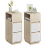VASAGLE Nachttisch 2er Set, 2 Schubladen, Naturbeige-Weiss LET856N01. Zur Ablage & als Stauraum im Schlafzimmer.