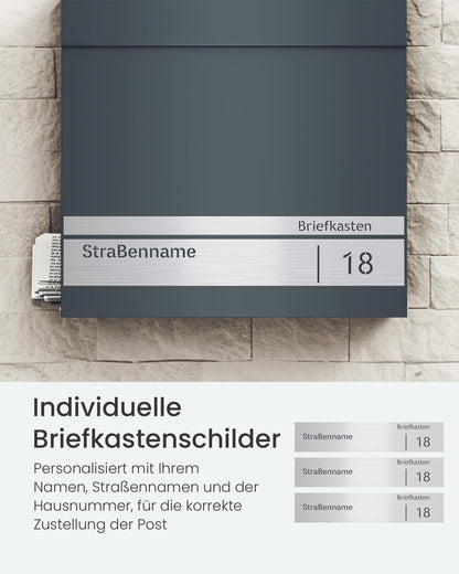 SONGMICS GMB090G01 Briefkasten – anthrazitgrau personalisiert