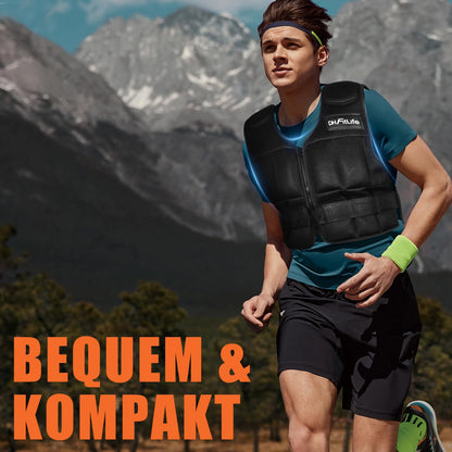DH FitLife Verstellbare Gewichtsweste Trainingsweste - 10kg Schwarz