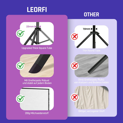 LEORFI Beamer Leinwand mit Stativ 120 Zoll 16:9, tragbar
