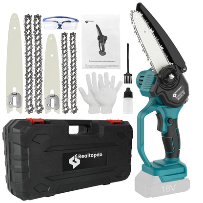 Realtopdo Akku Astsäge 15/20cm – Makita 18V kompatibel Solo, schwarz-blau, mit Sägeblatt. Zum präzisen Sägen von Ästen und Holz.