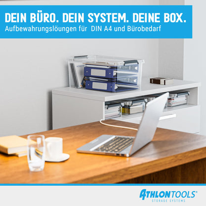 ATHLON TOOLS Aufbewahrungsboxen mit Deckel 60 l 4er-Set transparent