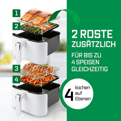 GOURMETmaxx FryUp vertikale Doppelkammer-Heissluftfritteuse 10L