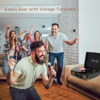 Vintage Koffer Plattenspieler – Bluetooth Vinyl, 3-Gang