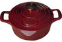 La Cuisine Gusseisen Bräter 20 cm 2 L mit Deckel, Cranberry – emaillierter Schmortopf mit vergoldetem Edelstahl-Deckelknopf