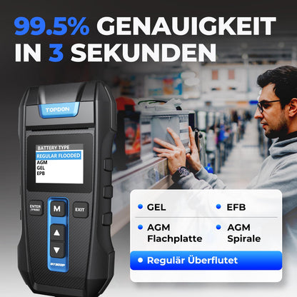 TOPDON BT300P KFZ Batterietester - mit Drucker, 12V/24V