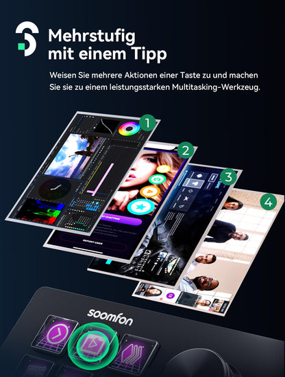 SOOMFON Stream Controller Deck SE, 6 LCD-Makrotasten, Schwarz