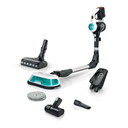 Bosch Unlimited 7 ProHygienic Aqua BKS71HYG4 Akku-Staubsauger 2in1 in Weiss mit Knickrohr, zum Saugen und Wischen