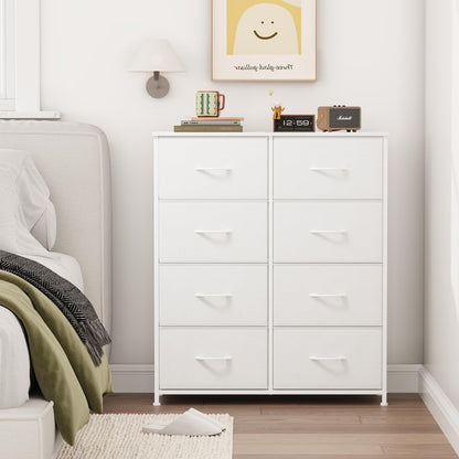 Somdot Kommode FD107 mit 8 Stoffschubladen, Schubladenschrank weiss