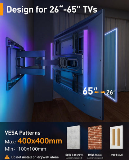 Perlegear TV Wandhalterung PGMF20 für 26-65 Zoll mit LED-Licht