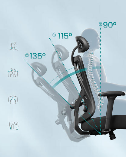 SONGMICS OBN063B01 Ergonomischer Mesh Bürostuhl - Tintenschwarz