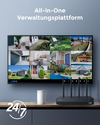 Reolink RLN12W 4K 12-Kanal WLAN NVR mit Wi-Fi 6, 2TB HDD – Schwarz