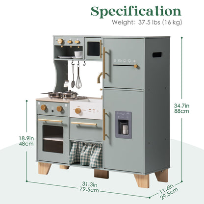 ROBUD Puppenküche – Holz Rollenspiel Küche mit Kühlschrank