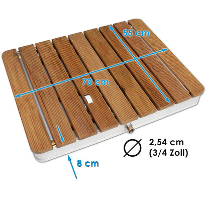 @tec Teak Gartendusche Mobile Bodendusche Eckig 70x55cm