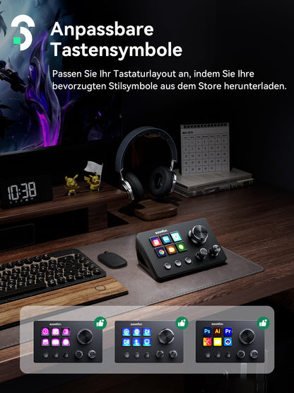 SOOMFON Stream Controller Deck SE, 6 LCD-Makrotasten, Schwarz